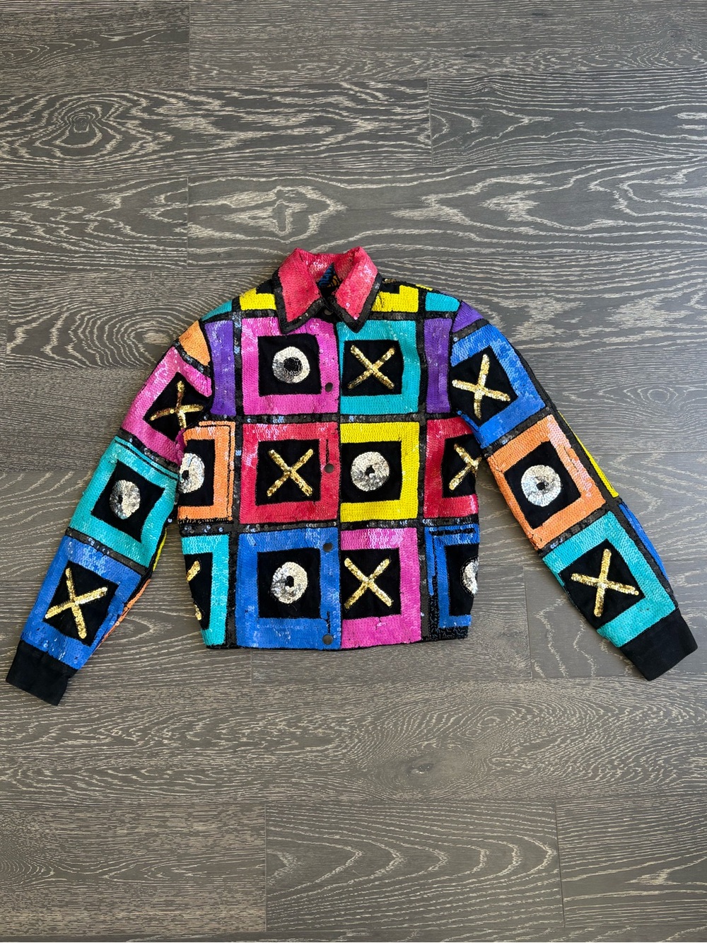 VTG 90’s MODI DENIM Sequined Tic Tac Toe Jacket